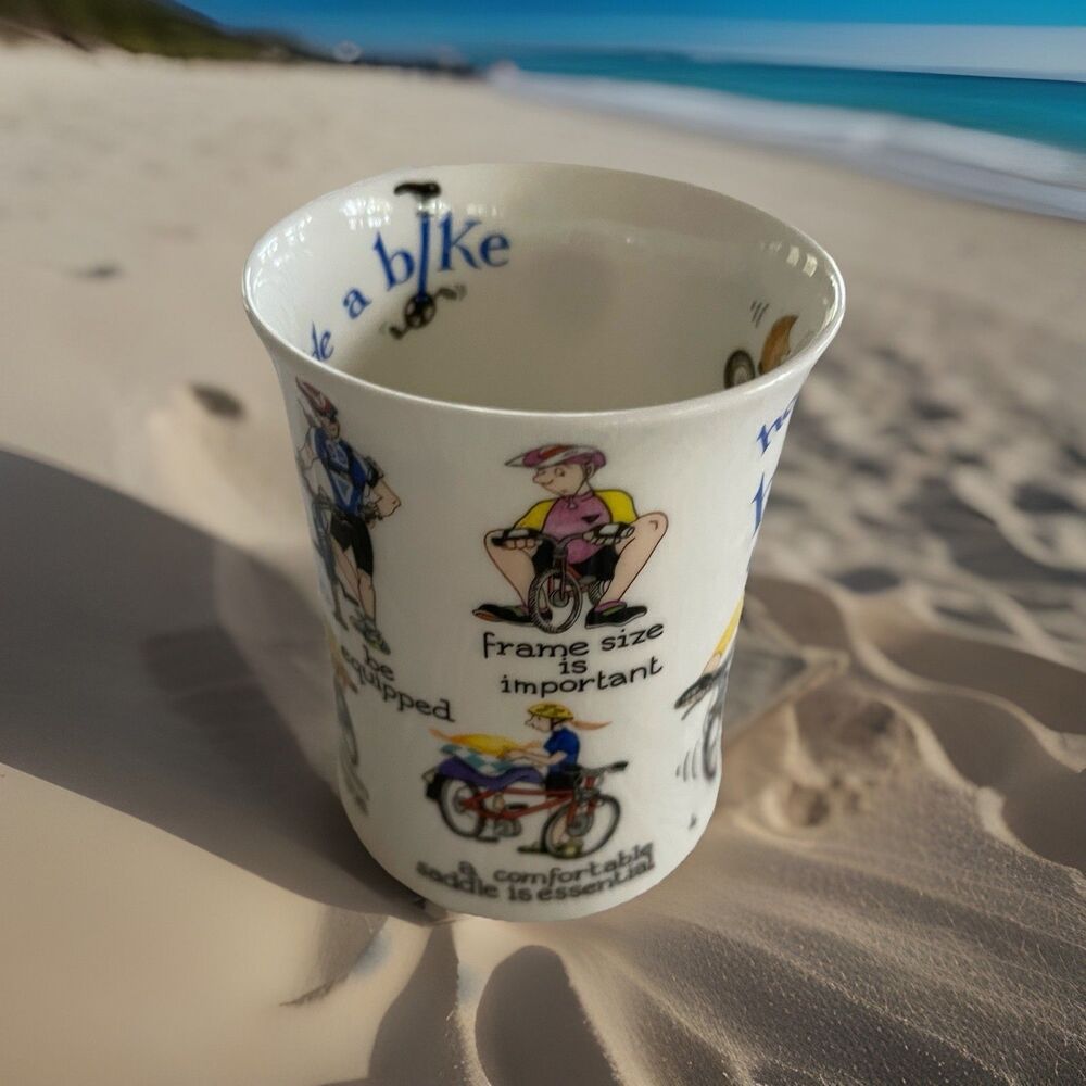 Dunoon Fine Bone China Mug How to Ride a Bike Design Cherry Denman w Org Label